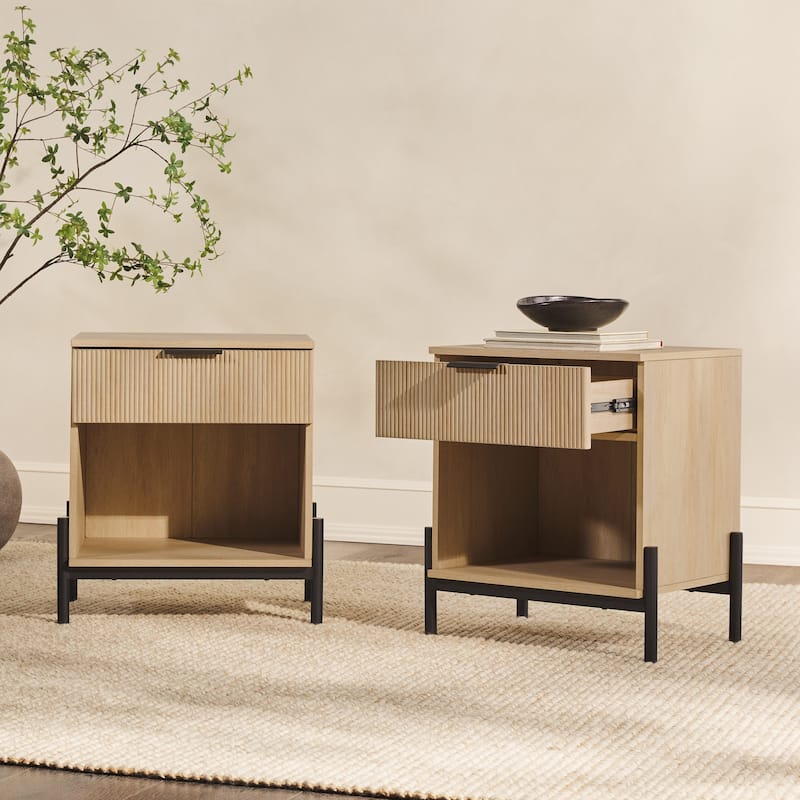 Middlebrook Designs Modern Fluted-Drawer Nightstand (Set of 2)