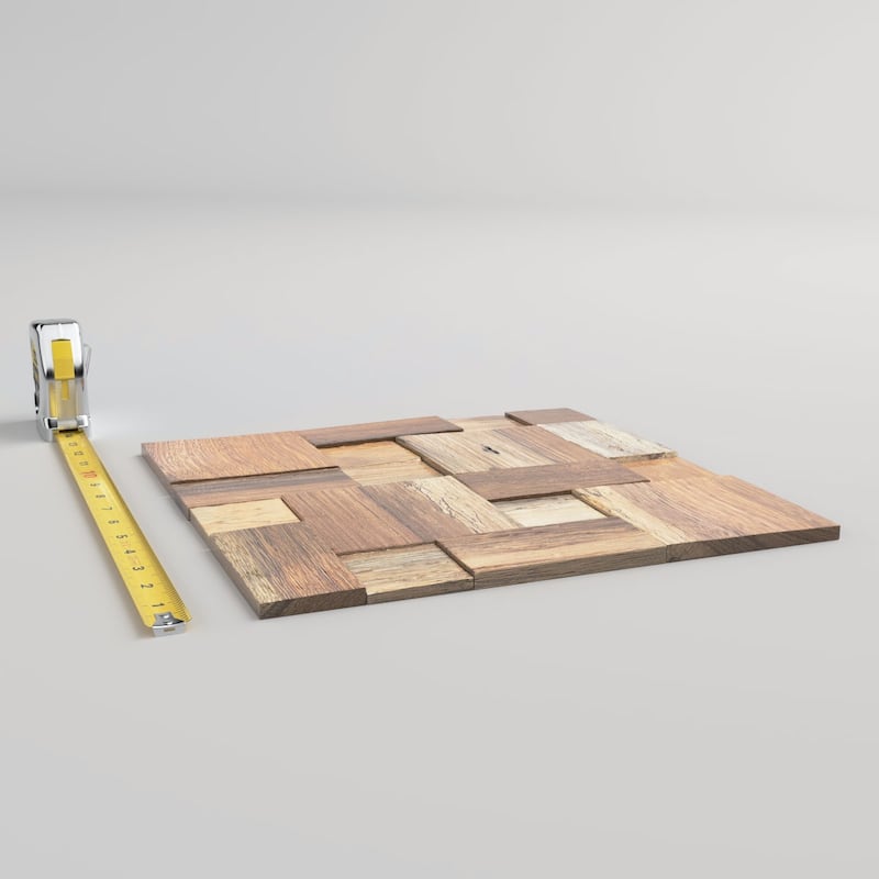 11 7/8"W x 11 7/8"H x 1/2"P Rafter Wood Mosaic Wall Tile, Old Boat Wood - 11 7/8"W x 11 7/8"H x 1/2"P