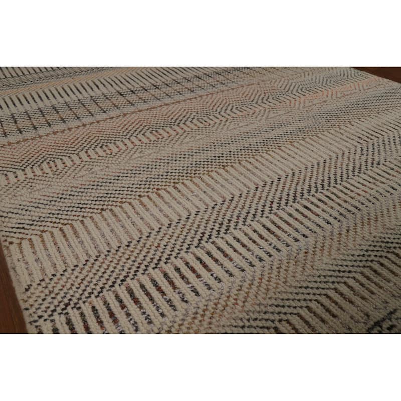 All-Over Geometric Moroccan Oriental Area Rug Handmade Wool Carpet - 4'10" x 7'11"