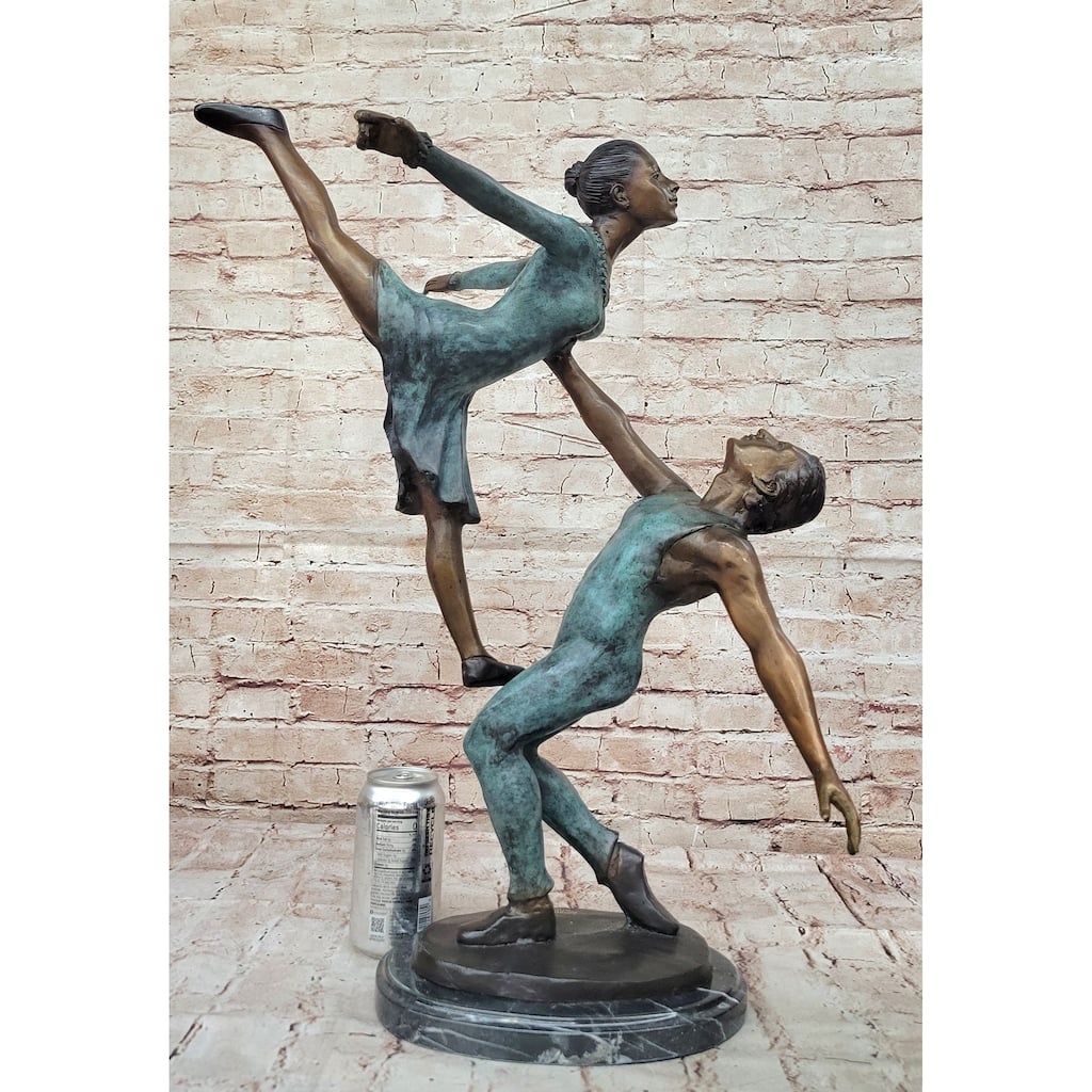Pas De Deux Elegant Ballet Dancers Bronze Sculpture On Marble Base