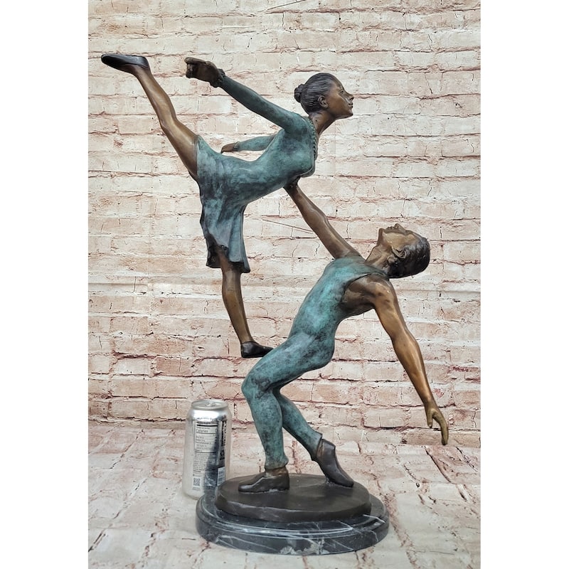 Pas De Deux Elegant Ballet Dancers Bronze Sculpture On Marble Base