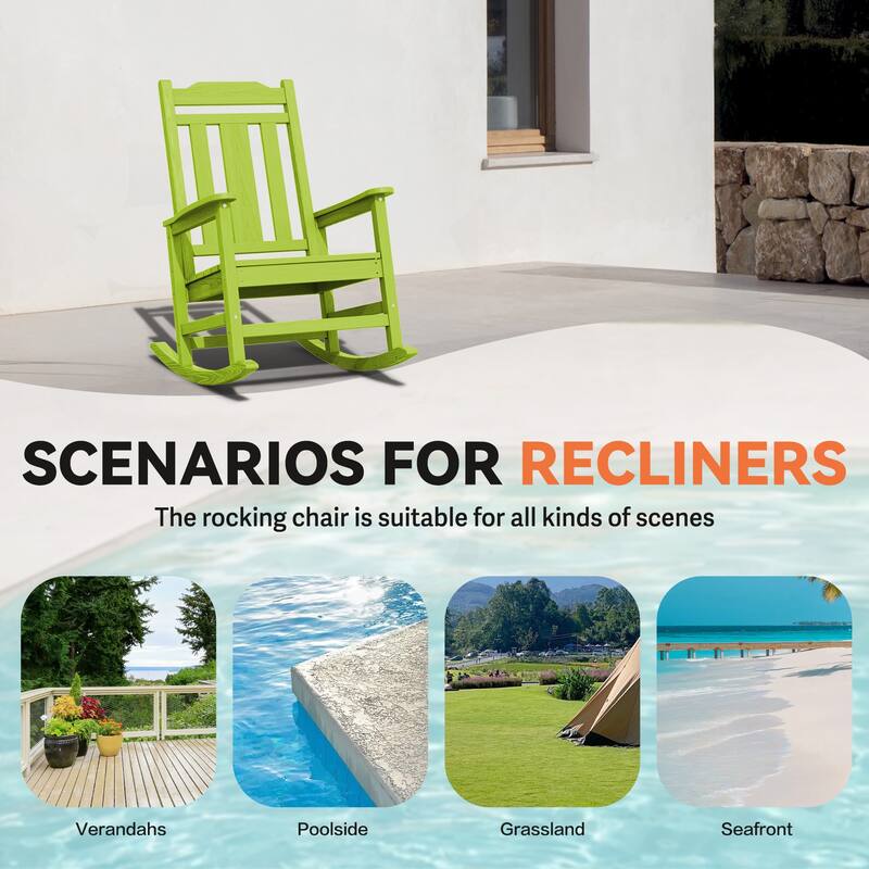 Outdoor Patio HDPE Rocking Chiar, Extra Wide Seat & Backrest