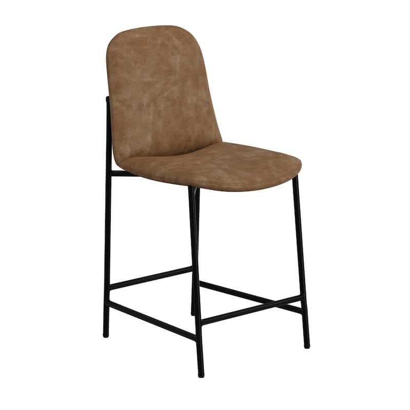 Reeve Counter Height Chair, Water-Resistant Cognac Brown Faux Leather