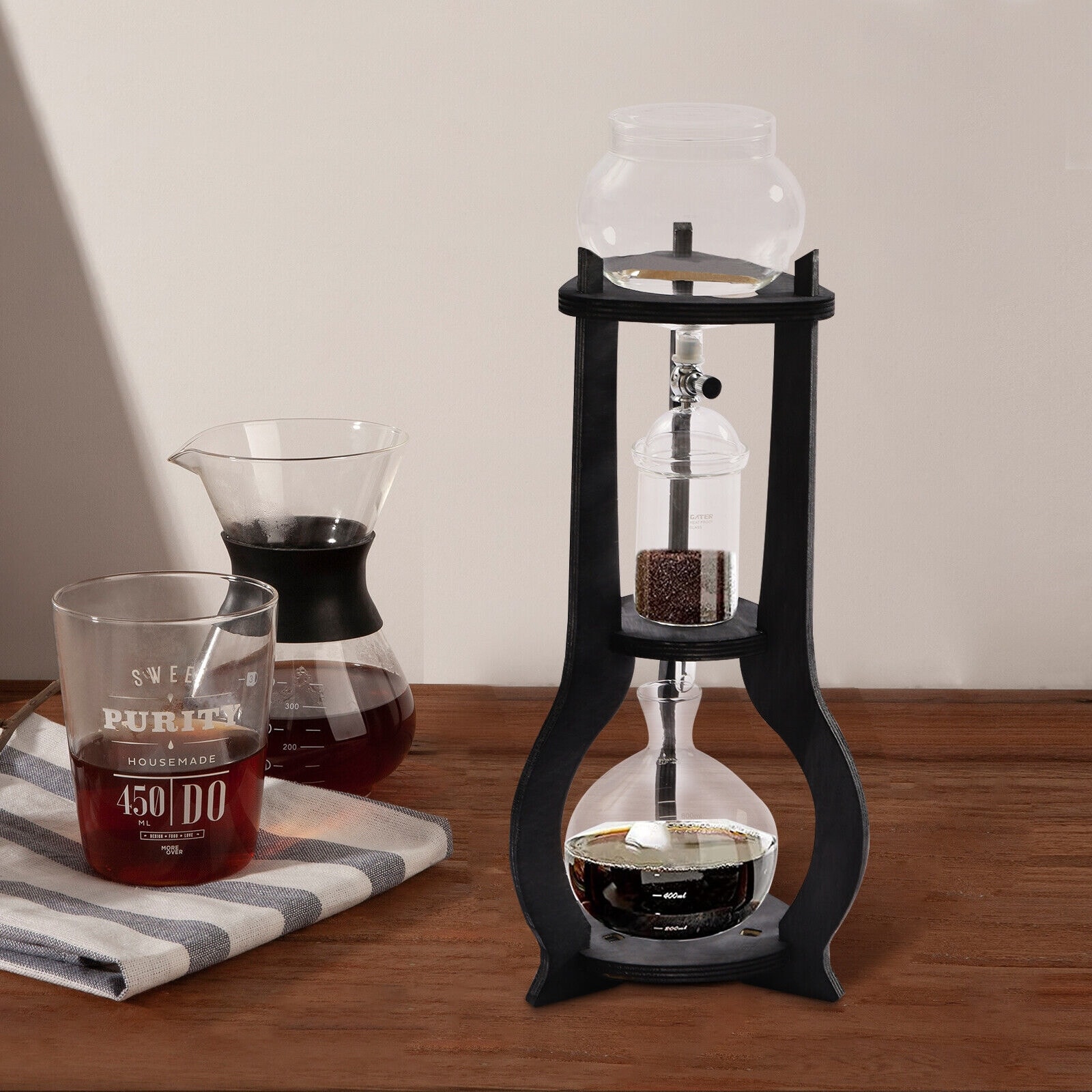 6 8 Cups Cold Brew Iced Coffee Drip Tower Coffee Maker Grey