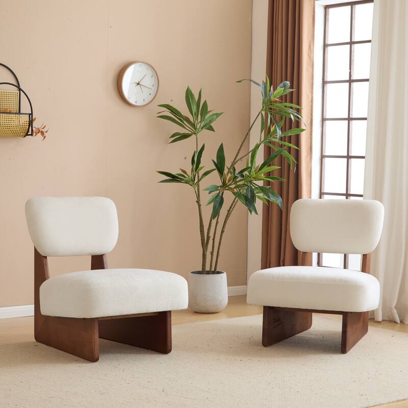 Minimalist Lounge Chairs with Wood Base (Set of 2)