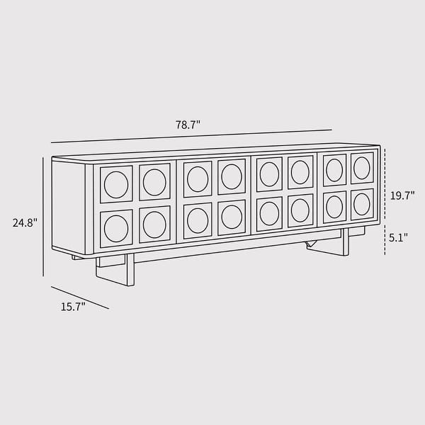 78.74 Mid-Century Brown Solid Wood TV Cabinet, Modern Media Console for Livingroom, Pre-Assembled