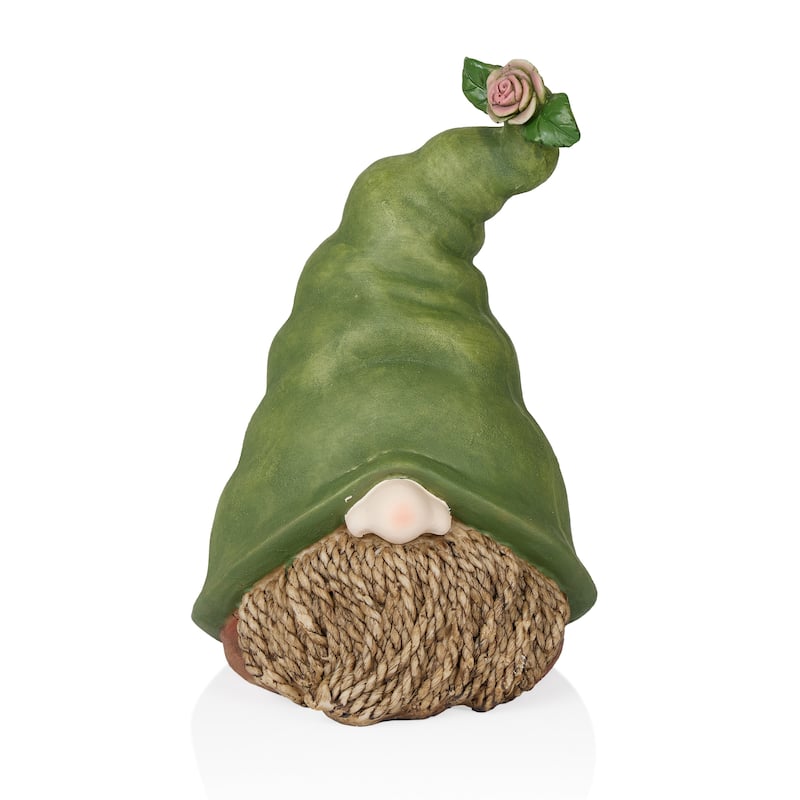 Gnome Head with Right Side Flower on Green Hat