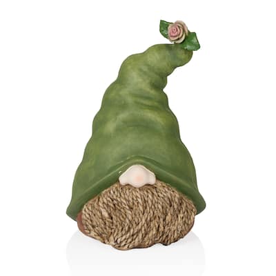 Gnome Head with Right Side Flower on Green Hat