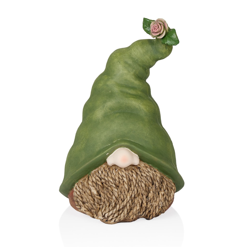 Gnome Head with Right Side Flower on Green Hat