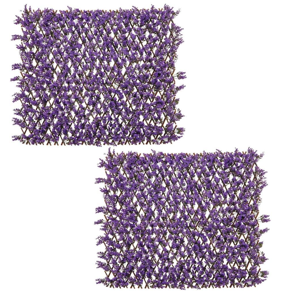 Gymax 2PCS Expandable Fence Privacy Screen Decorative Faux Purple