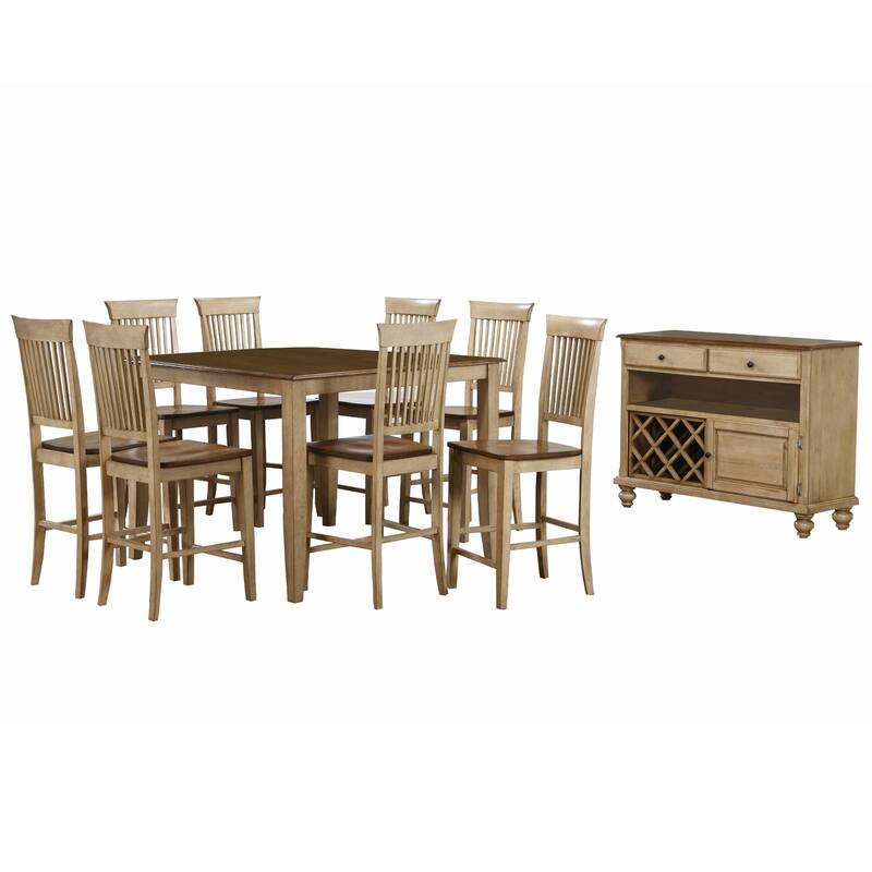 Square Pub Set - 10 Piece Dining Set - 48" Table, Stools, Server - Seats 8