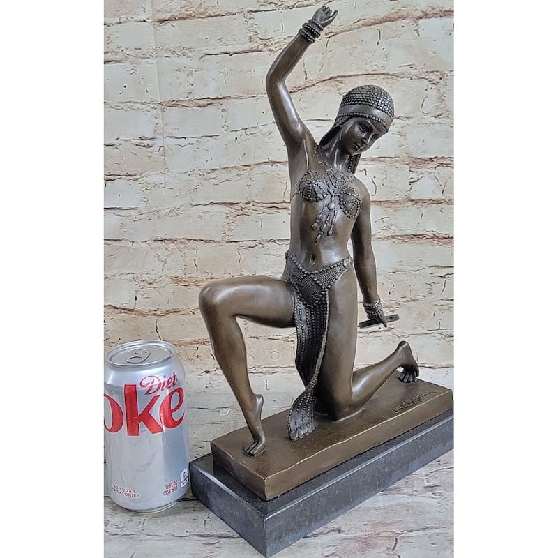Art Deco Belly Dancer Female Figure By Chiparus Bronze Statue Sculpture 15.5 Inches X 9 Inches