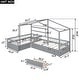 preview thumbnail 7 of 15, Twin Size House Bed Wood L-Shaped Platform Bed with Three Storage Drawers and Guardrail