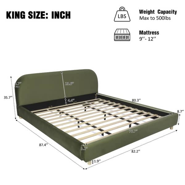 dimension image slide 0 of 4, Christopher Knight Home - Eleanor Boucle Fabric Upholstered Platform Bed with Curve-Shaped Design