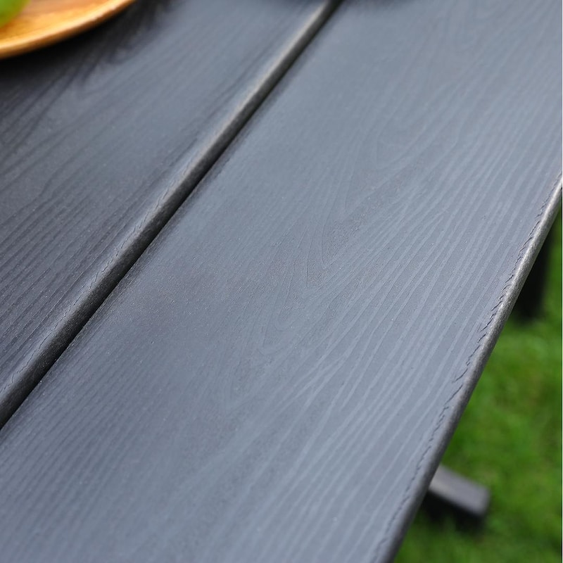 HDPE Patio Dining Family Table, Coffee table, Outdoor Table for 4-6 People with Umbrella Hole,66"76"W x 31.2"D x 29.45"H