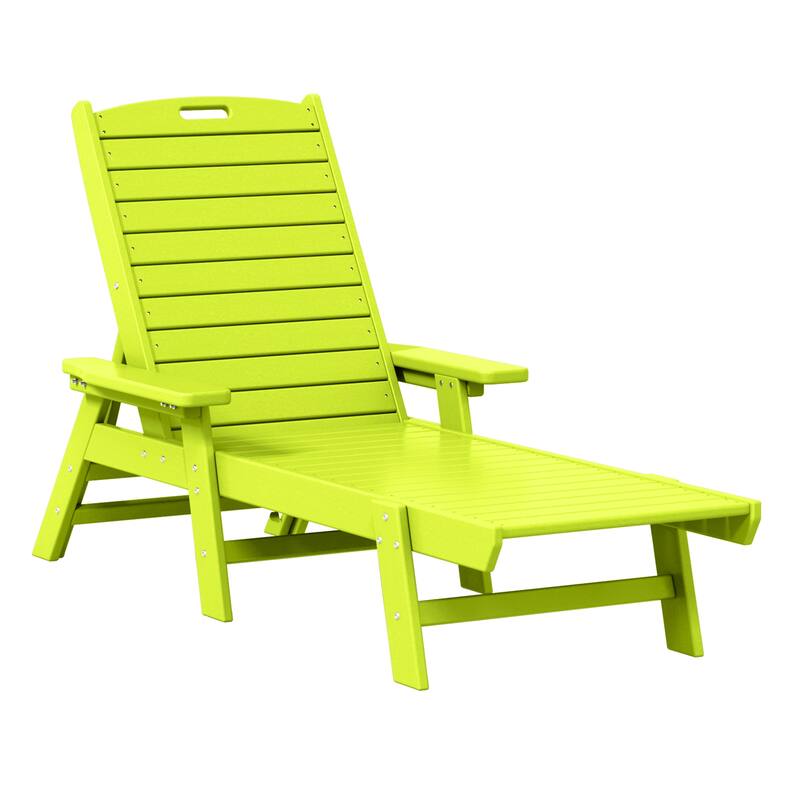 Laguna Hdpe All Weather Outdoor Patio Pool Reclining Chaise Lounge - Lime Green