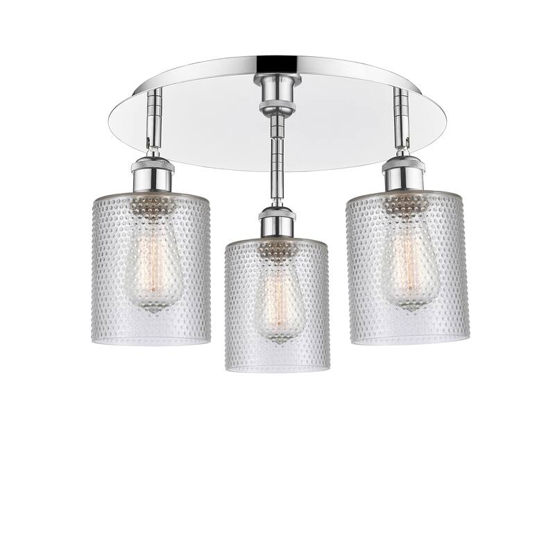 Innovations Lighting Cobbleskill - 3 Light 17" Flush Mount - Clear/Polished Chrome