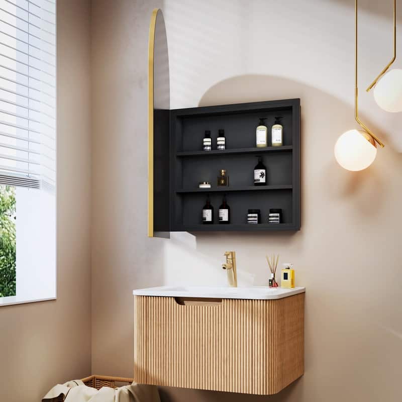 Bathroom Vanity with Top Sink Freestanding Vanity Set with Mirror Cabinet