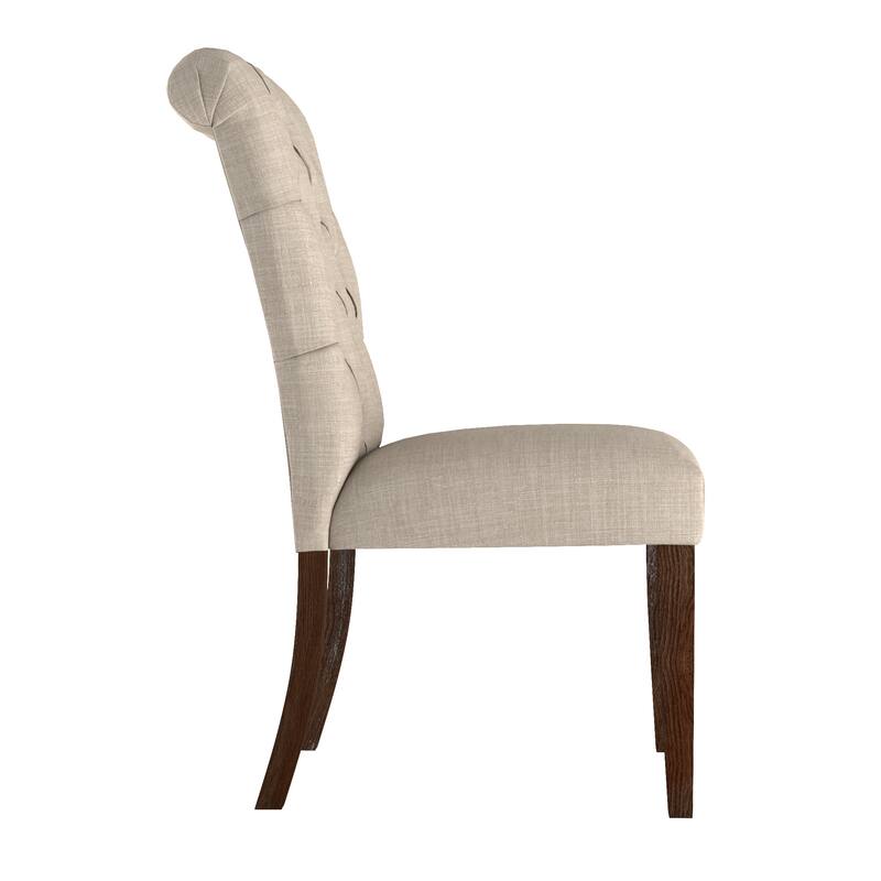 Benchwright Linen Tufted Dining Chair with Brown Finish Legs (Set of 2) by iNSPIRE Q Artisan