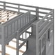 preview thumbnail 27 of 38, Full Over Twin & Twin Bunk Bed wGuardrails Wood Triple Bunk Bed, Low Platform Bed wBedend Drawer Space-saving Symmetrical Bed