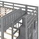preview thumbnail 18 of 20, Wooden Full Over Twin Triple Bunk Bed with Drawers, Guardrails and Staircase