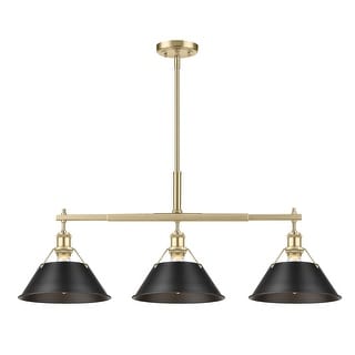 Yep by Golden Lighting Orwell 3-light Island Light in Brushed Champagne Brass and Matte Black shade - Gold