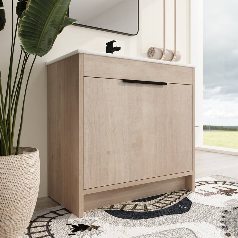Malwee 24"/30"/36" FreeStanding Bathroom Vanity, Floor Stand Bathroom Vanity with Sink,Soft Close Door and Adjustable shelf