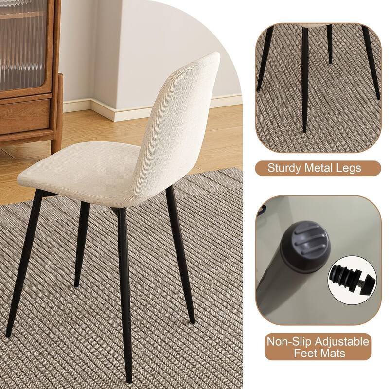 Modern Fabric Dining Chair Set of 4, Armless Side Chair with Iron Legs