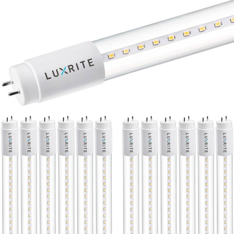 Luxrite 12-Pack 4FT T8 LED Tube Light Ballast and Ballast Bypass 13W=32W Single-End or Double-End Damp Rated UL Listed - 3000K (Soft White)