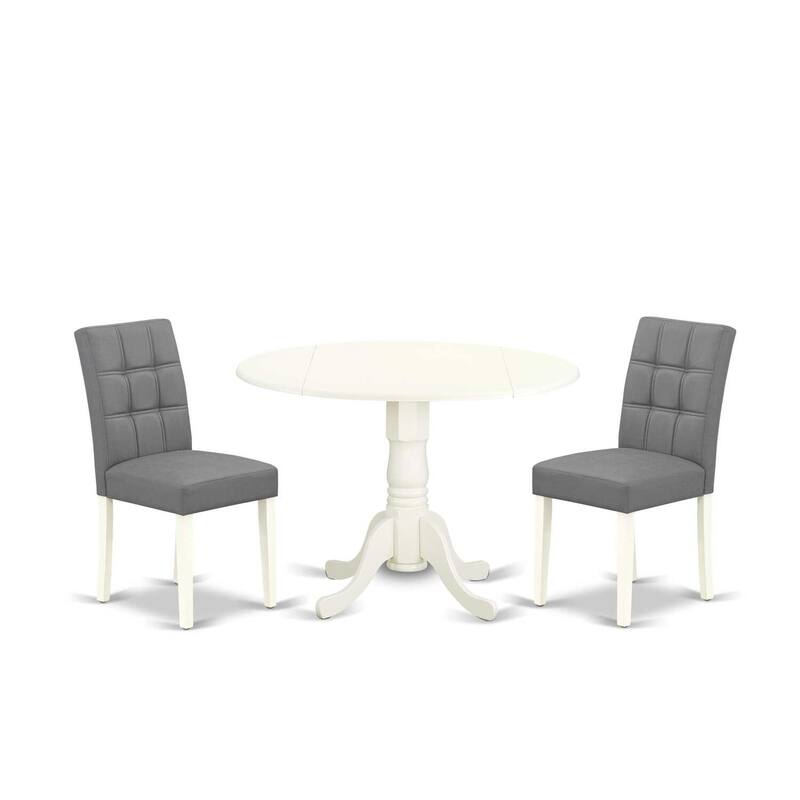 Round Dining Table Set with 2 Chairs - Modern Kitchen Table & Chair Set - Linen White
