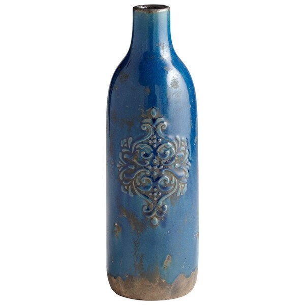 Cyan Design Large Garden Grove Vase Garden Grove 14.5" Tall Terra Cotta Vase - Blue Glaze