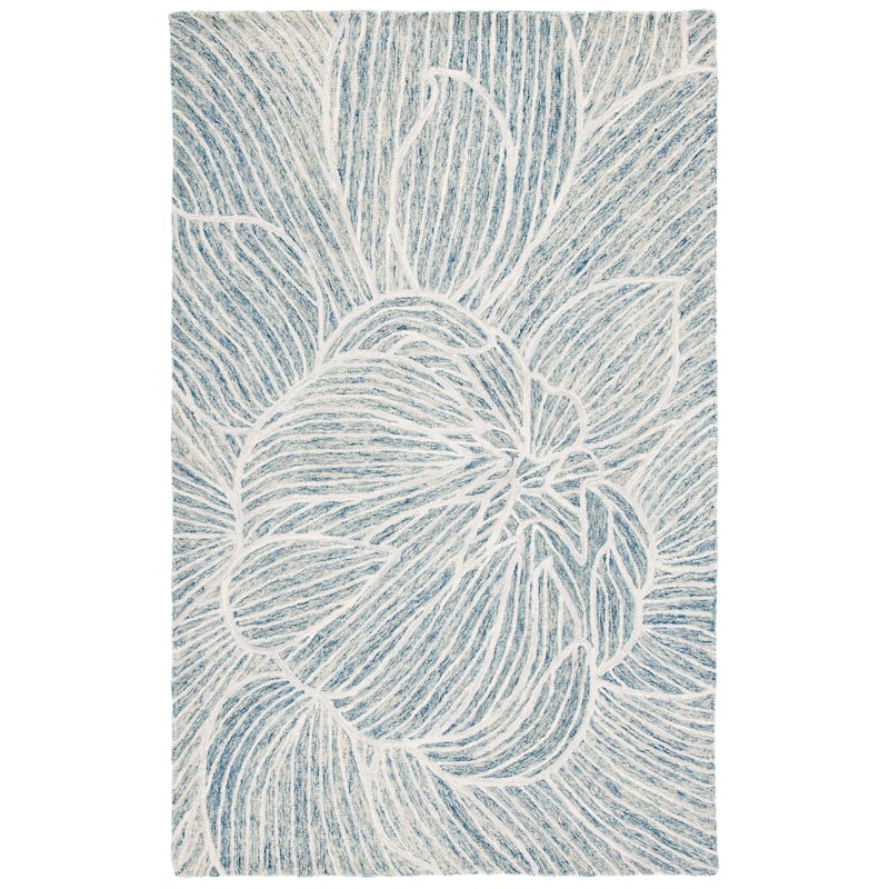 SAFAVIEH Handmade Metro Madlene Abstract Floral Wool Rug - 6' Square - Blue/Ivory