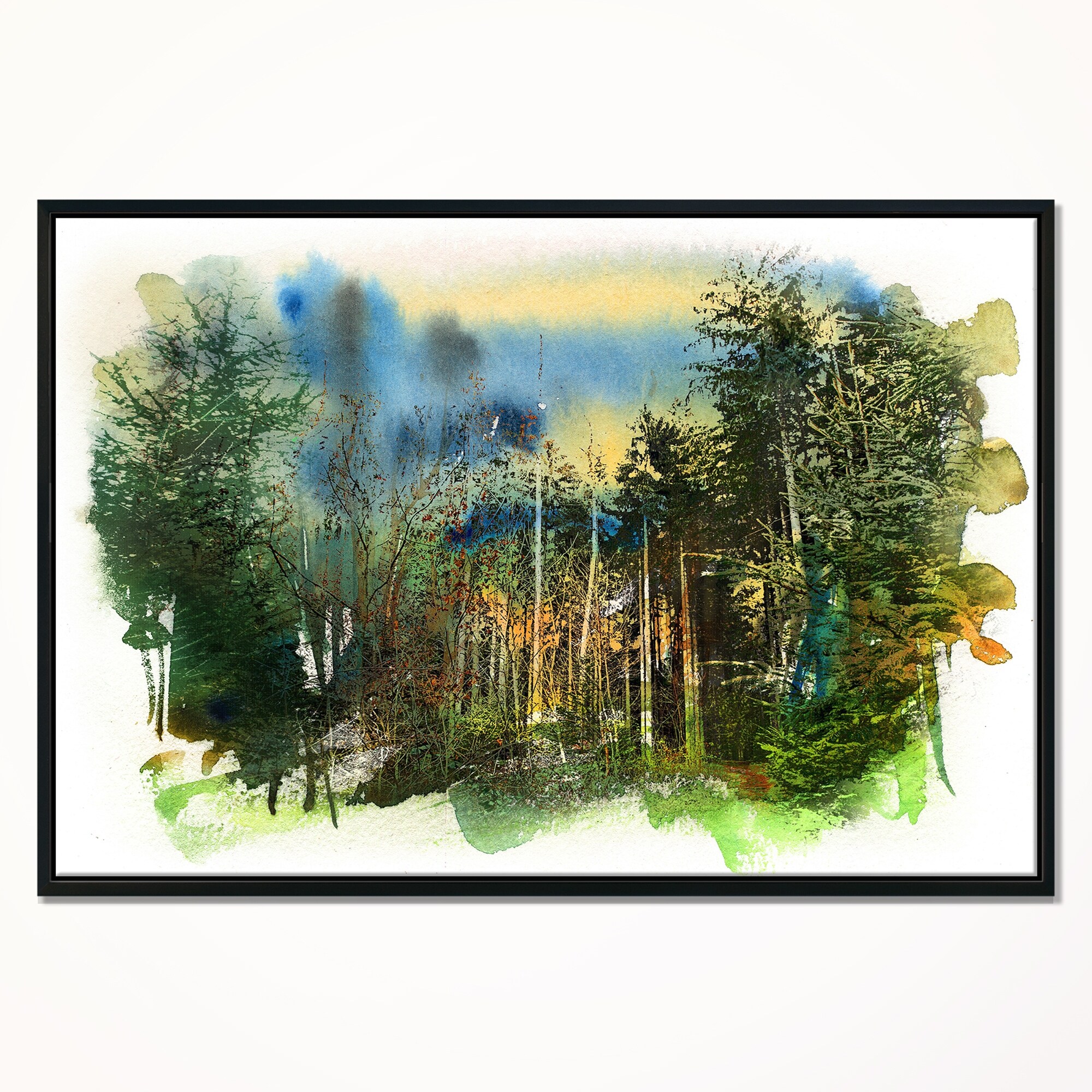 Shop Designart Colorful Forest Watercolor Landscape Painting Framed Canvas Print Overstock 18953596