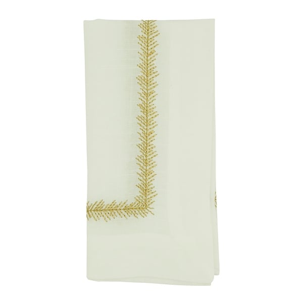 slide 2 of 12, Embroidered Border Design Table Napkins (Set of 4) Set of 4 - Gold