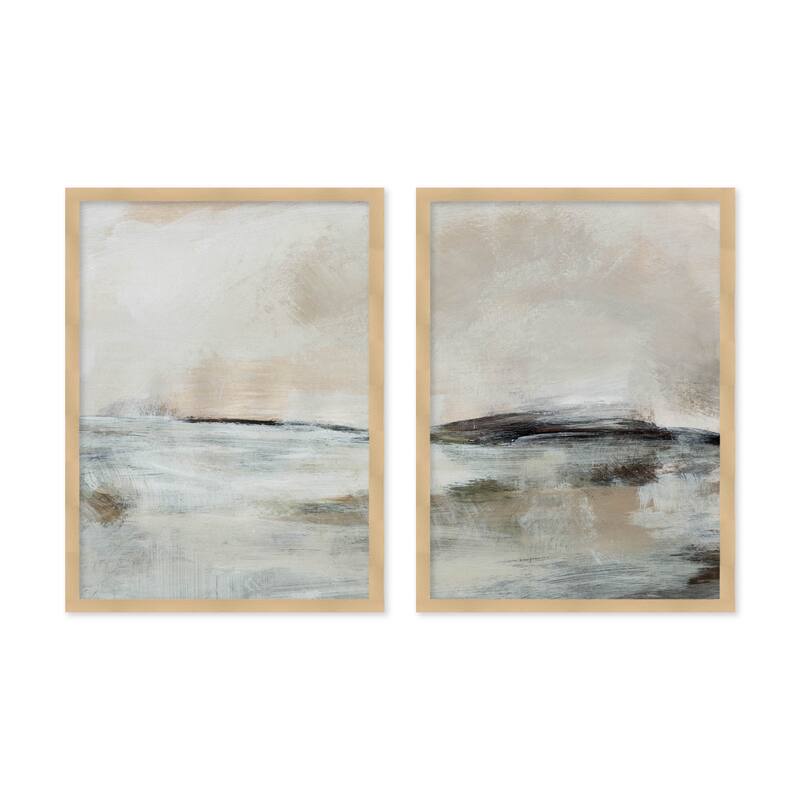 "Lost Time" Set of Two Framed Textured Wall Art - Multi-Color