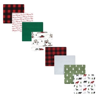 Hudson Baby Cotton Flannel Receiving Blankets Bundle Set, Christmas Scene Woodland Christmas, One Size