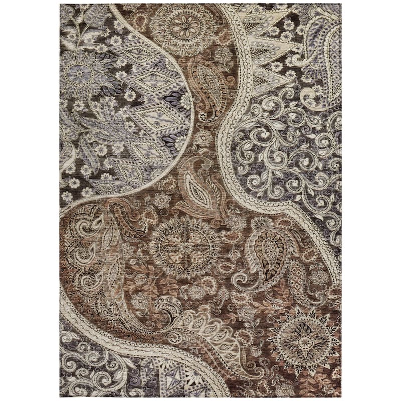 HomeRoots Floral Medallion Transitional Rectangle Outdoor Rug