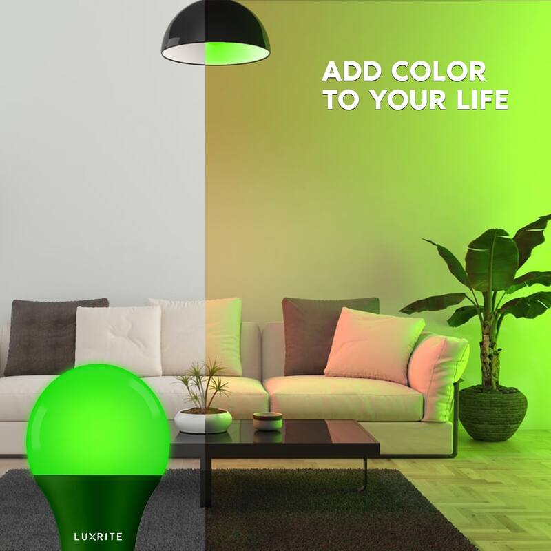 Luxrite A19 Christmas LED Red and Green Light Bulb 60W Equivalent UL E26 Indoor Outdoor Holiday Lighting