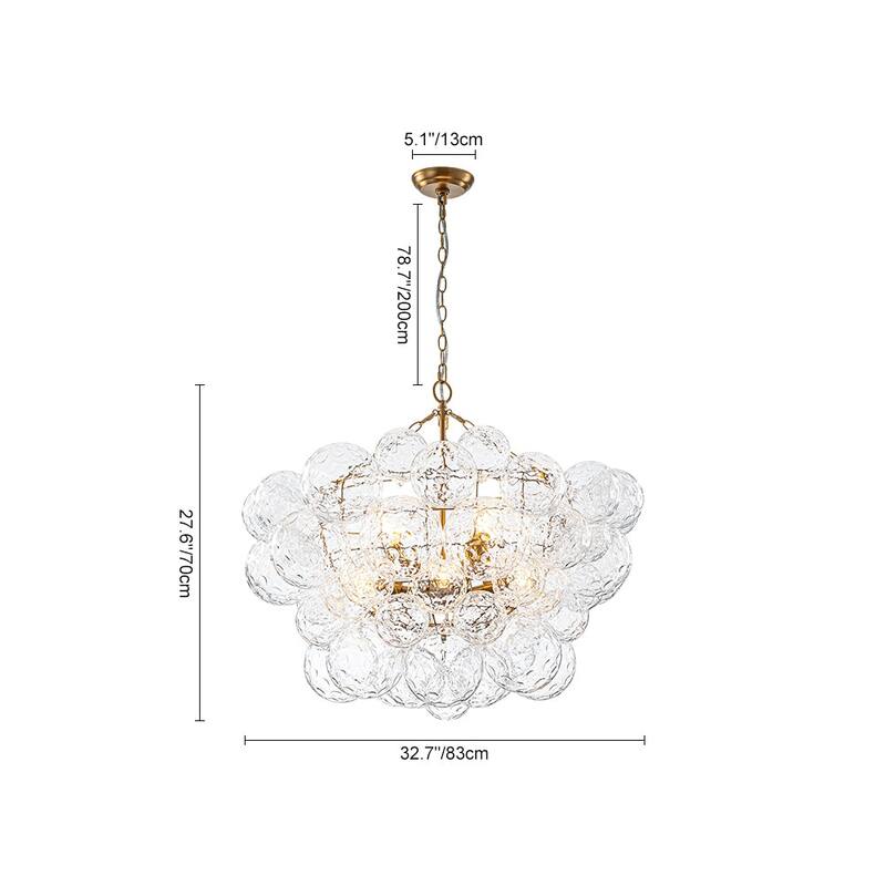 Luxury Brass Hammered Water Glass Globe Cluster Bubble Chandelier