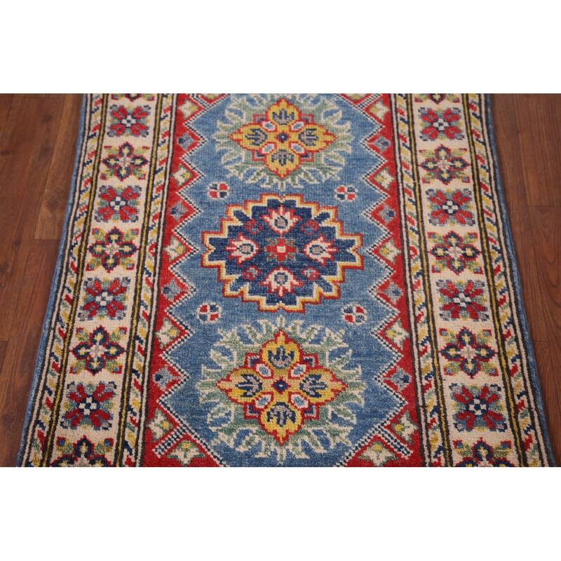 Blue Kazak Oriental Accent Rug Handmade Wool Carpet - 2'1"x 2'10"
