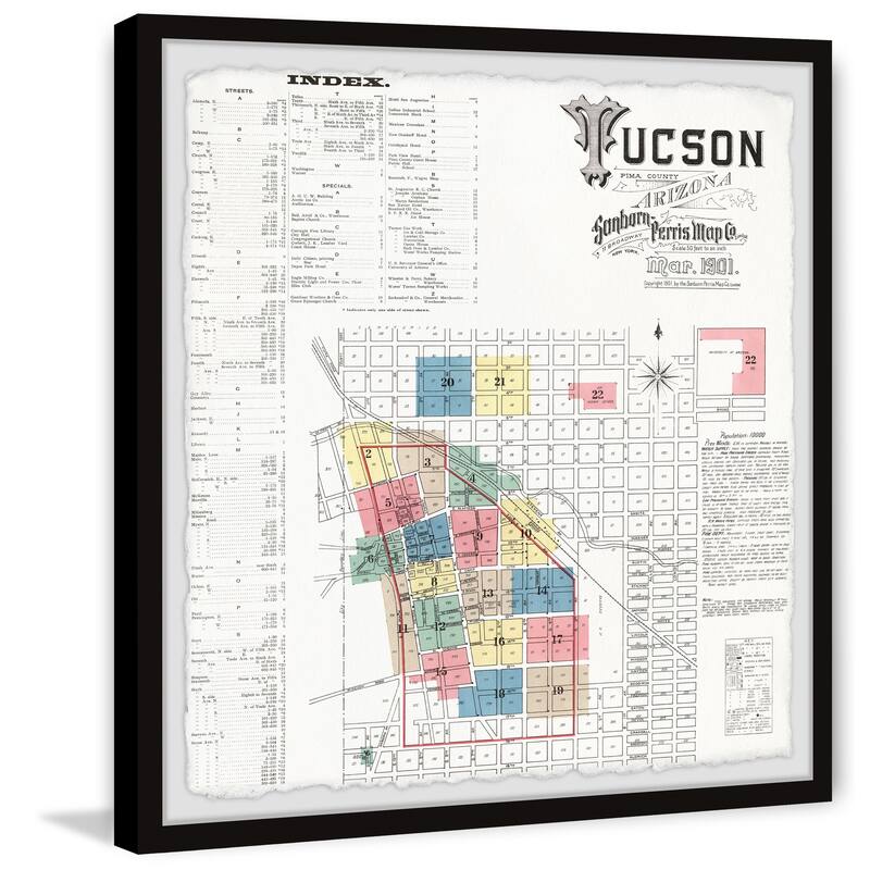 'Tucson Map' Framed Painting Print
