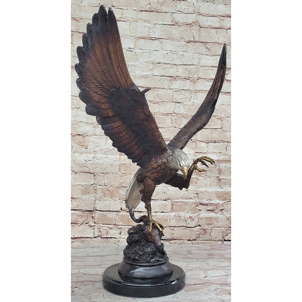 American Bald Eagle Bronze Statue Sculpture Figure By Moigniez 22 Inches X 17 Inches