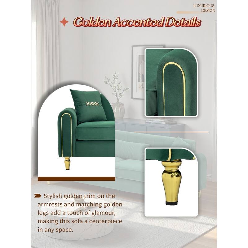 87.4" Luxury Loveseat Sofa with Metal Legs, Round Arms