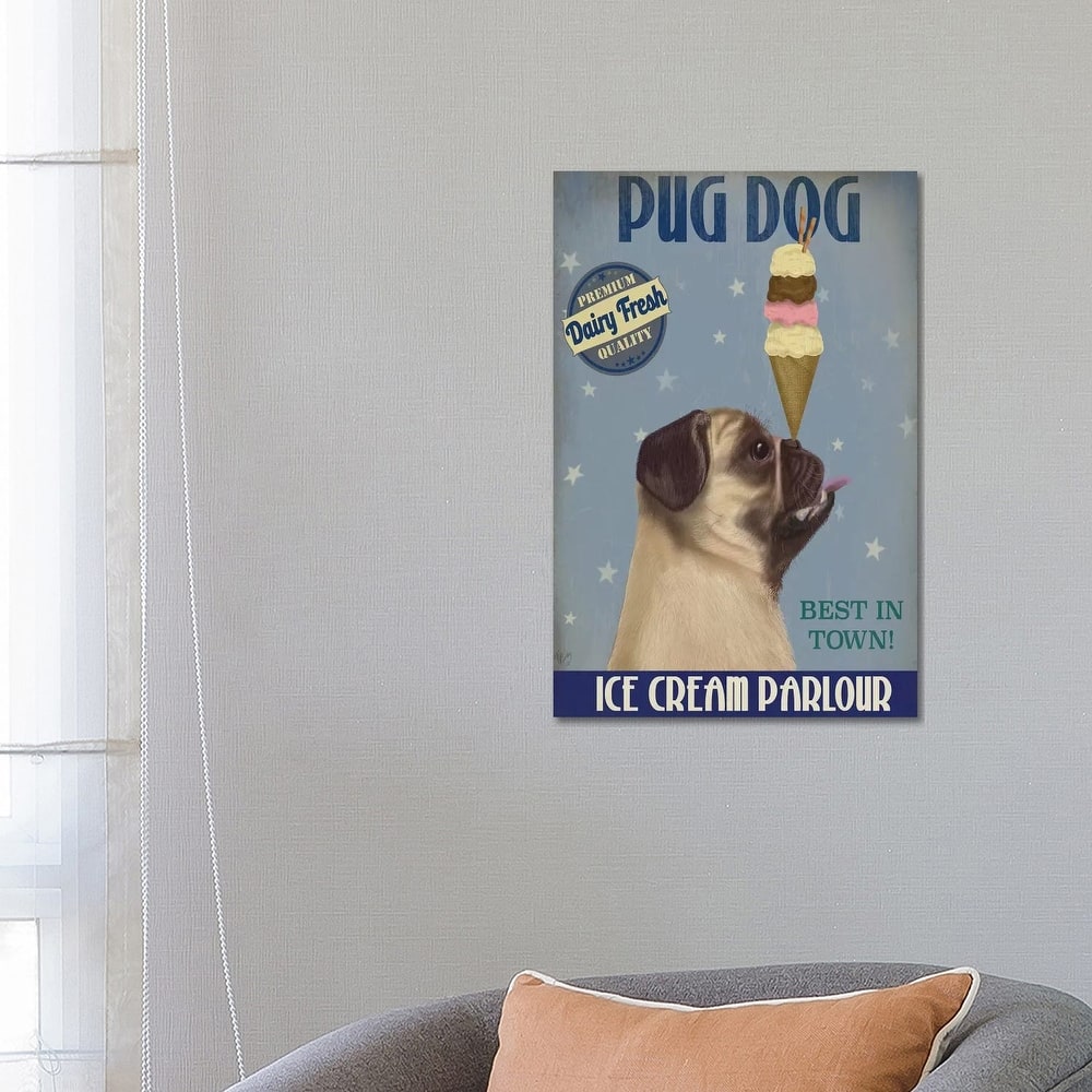 iCanvas "Pug, Fawn, Ice Cream" by Fab Funky Canvas Print