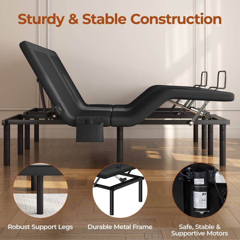 Yaheetech Upholstered Adjustable Twin XL/Queen/ Split King Size Bed Frame with Independent Head & Foot Incline