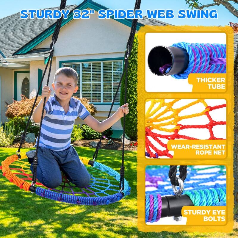 Hapfan 7.5ft Tall Swing Sets for Backyard, 500lbs Heavy Duty Swing Set for Kids and Adults