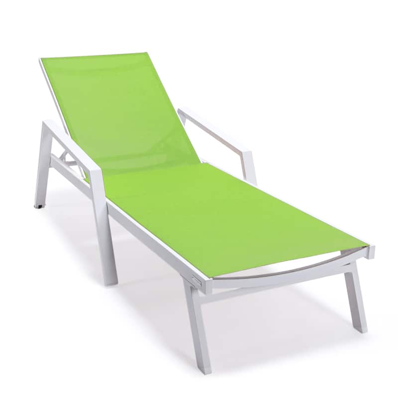 Marlin Rust-Resistant Aluminum Chaise Lounge - Adjustable 4-Position Outdoor Tanning Chair with Armrests - Green