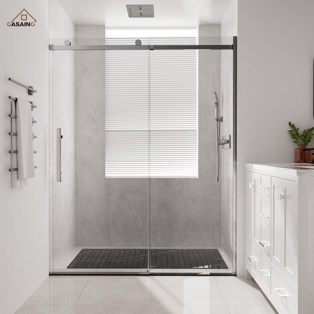 CASAINC 60 in. W x 76 in. H Sliding Frameless Shower Door with SGCC Certification