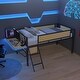 preview thumbnail 22 of 69, Metal Loft Bed with Rectangular Desk, LED lights, Storage Shelves and Hanging Storage Compartments, Safety Guard and Ladder
