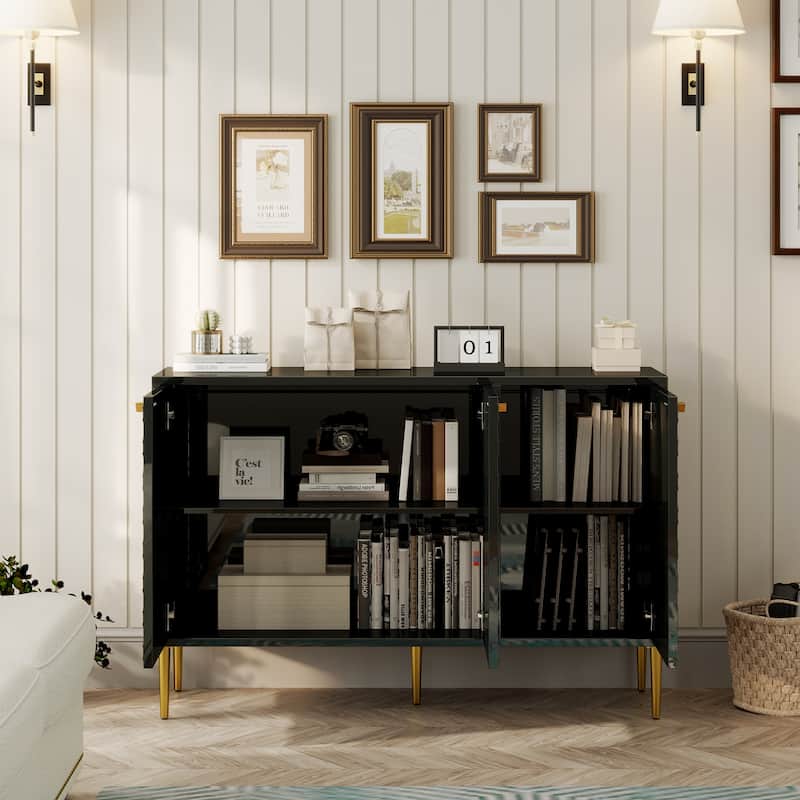 3 Door Glossy Storage Locker Accent Cabinet/Buffet